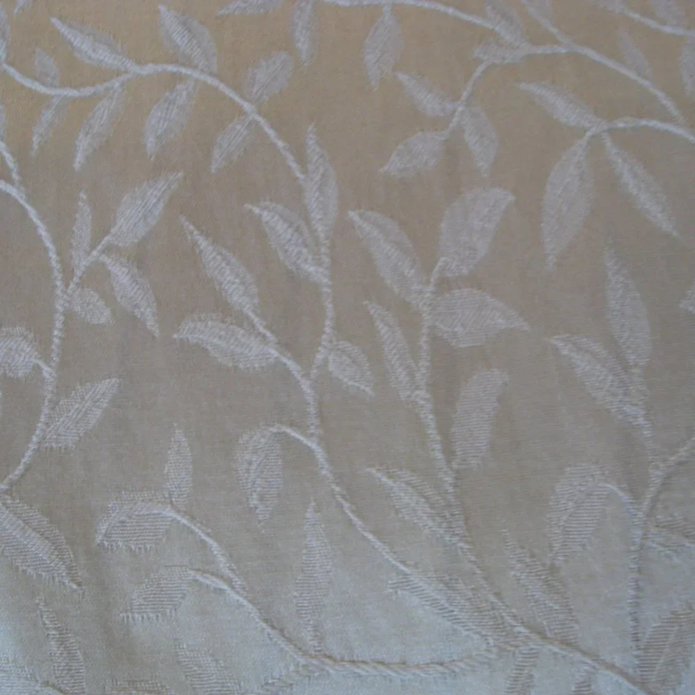 Ivory Jacquard Fabric Shower Curtain Off White Textured Leaf Design 70